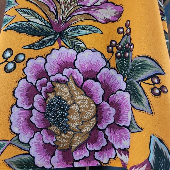 Farm Rio orange/purple florals side slits tunic/top/blouse Sz M - Picture 4 of 9